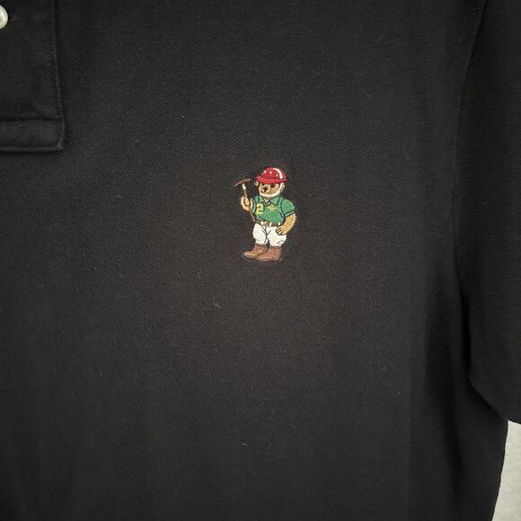 Ralph Lauren Polo Croquet Bear Men's Black Custom Fit XL Short Sleeve Polo Shirt - Picture 2 of 8